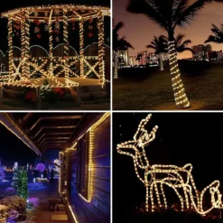 22M 200 Leds Outdoor waterproof solar tube light string, Christmas, New Year, holiday, wedding, courtyard fence, steps, balcony atmosphere decoration light string