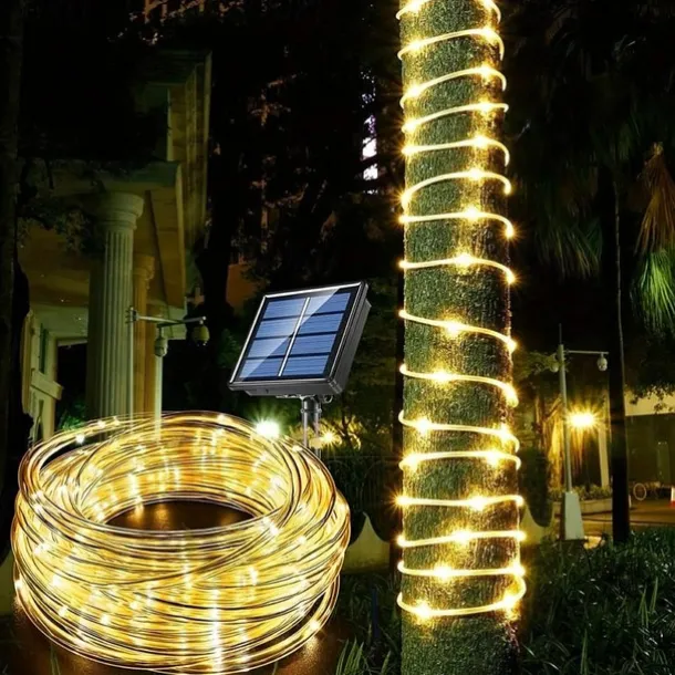 22M 200 Leds Outdoor waterproof solar tube light string, Christmas, New Year, holiday, wedding, courtyard fence, steps, balcony atmosphere decoration light string