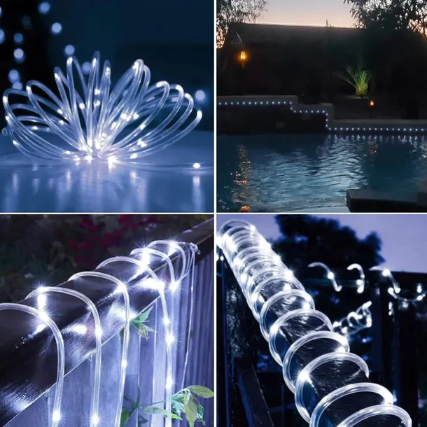 22M 200 Leds Outdoor waterproof solar tube light string, Christmas, New Year, holiday, wedding, courtyard fence, steps, balcony atmosphere decoration light string
