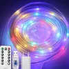 10M 100 LEDs Waterproof String Lights with Remote Control, RGB & Warm White Configurable Plugs, USB Powered Party Night Light for Christmas Decorations