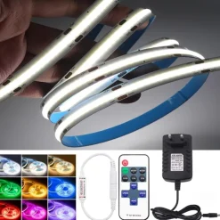 2~5m COB LED Strip Ligh 640/960/1600 LEDs 10mm Warm White Red Blue Yellow 12V for Under Cabinet Vanity Mirror Bedroom Kitchen