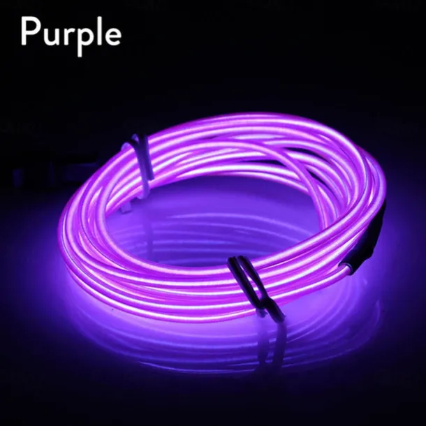 5m EL Wire for Car Interior Strip Lights with USB Flexible LED Neon Atmosphere Ambient Rope Tape Light for Car Door