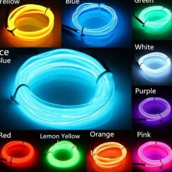 5m EL Wire for Car Interior Strip Lights with USB Flexible LED Neon Atmosphere Ambient Rope Tape Light for Car Door