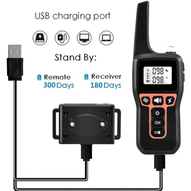 1000m Electric Dog Training Collar Light Waterproof Rechargeable Pet Anti Bark Control Collar For Dogs Electric Shocker