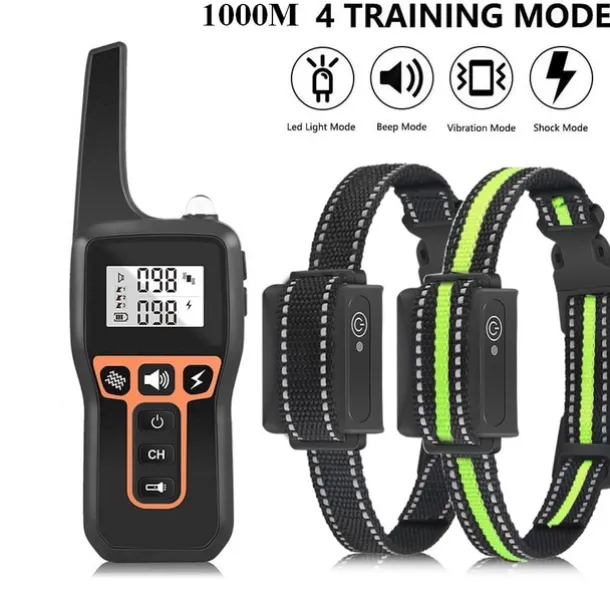 1000m Electric Dog Training Collar Light Waterproof Rechargeable Pet Anti Bark Control Collar For Dogs Electric Shocker