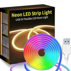 2M 6.56ft LED Neon Strip Lights USB Flexible with IP65 Waterproof Warm White Pink Yellow Green Red Color Temperature for Indoor and Outdoor Christmas Wedding Decoration