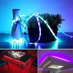 20m 65FT LED RGB Light Strip SMD 5050 Waterproof IP65 Flexible with IR 44 Key Controller for TV Bedroom Party Home Decration 360LEDs 10mm 2x32.8FT