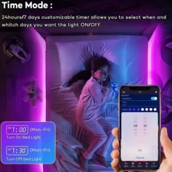 20m 65ft LED Smart Strip Lights TV Backlight RGB Bluetooth Music Sync 5M 10M 15M 2835 SMD Color Changing with 40 Keys Controller for Bedroom Kitchen Home Decoration