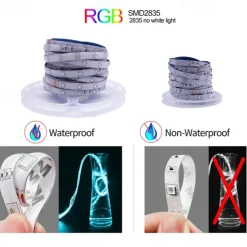 20m 65ft LED Smart Strip Lights TV Backlight RGB Bluetooth Music Sync 5M 10M 15M 2835 SMD Color Changing with 40 Keys Controller for Bedroom Kitchen Home Decoration