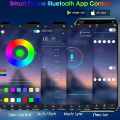 20m 65ft LED Smart Strip Lights TV Backlight RGB Bluetooth Music Sync 5M 10M 15M 2835 SMD Color Changing with 40 Keys Controller for Bedroom Kitchen Home Decoration