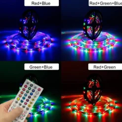 20m 65ft LED Smart Strip Lights TV Backlight RGB Bluetooth Music Sync 5M 10M 15M 2835 SMD Color Changing with 40 Keys Controller for Bedroom Kitchen Home Decoration
