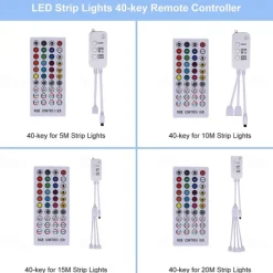 20m 65ft LED Smart Strip Lights TV Backlight RGB Bluetooth Music Sync 5M 10M 15M 2835 SMD Color Changing with 40 Keys Controller for Bedroom Kitchen Home Decoration