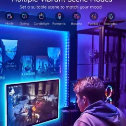 20m 65ft LED Smart Strip Lights TV Backlight RGB Bluetooth Music Sync 5M 10M 15M 2835 SMD Color Changing with 40 Keys Controller for Bedroom Kitchen Home Decoration