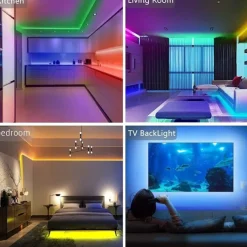 20M 65.6ft LED Strip Lights RGB Color Changing SMD 5050 Tape Lights Flexible for Bedroom Kitchen DIY Home Decoration 12V 10A