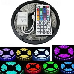 5M 16.4ft LED Strip Lights RGB TV Backlight Bedroom Kitchen Decor 300 x 5050SMD IR 44Key Remote Control Self-adhesive Color-Changing