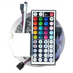5M 16.4ft LED Strip Lights RGB TV Backlight Bedroom Kitchen Decor 300 x 5050SMD IR 44Key Remote Control Self-adhesive Color-Changing