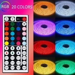5M 16.4ft LED Strip Lights RGB TV Backlight Bedroom Kitchen Decor 300 x 5050SMD IR 44Key Remote Control Self-adhesive Color-Changing