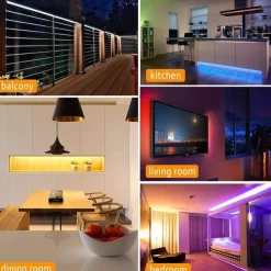 5M 16.4ft LED Strip Lights RGB TV Backlight Bedroom Kitchen Decor 300 x 5050SMD IR 44Key Remote Control Self-adhesive Color-Changing