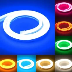 2m 6.6ft Neon Strip Lights 240LEDs 2835 SMD Warm White Colorful DIY Christmas New Year Bar Bedding Party Waterproof Cuttable Decorative 12V