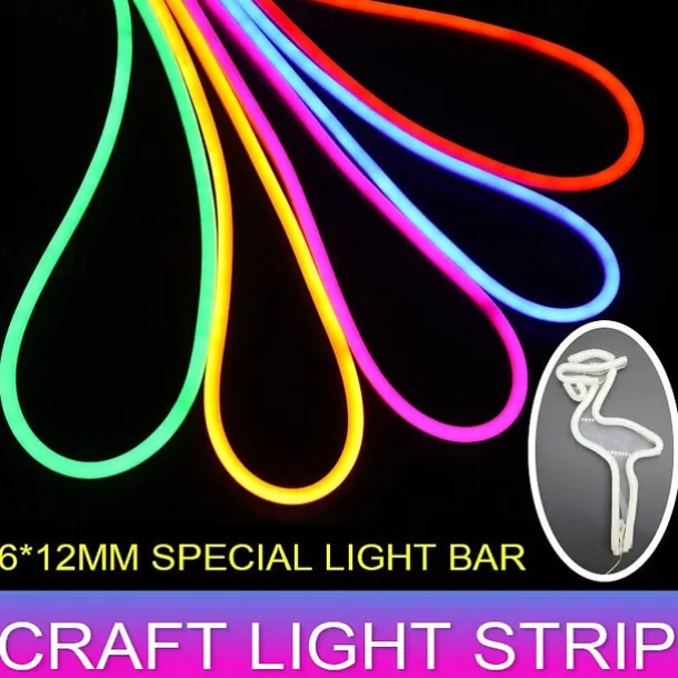 2m 6.6ft Neon Strip Lights 240LEDs 2835 SMD Warm White Colorful DIY Christmas New Year Bar Bedding Party Waterproof Cuttable Decorative 12V