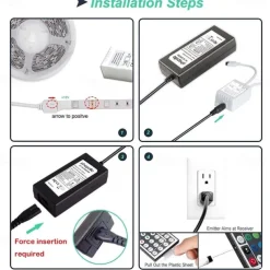 10m 32.8ft Smart App Control Flexible Led Strip Light 5050 RGB SMD 360 LEDs Work with Alexa Google 12V 4A Adapter Kit