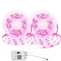 10m 32.8ft Smart App Control Flexible Led Strip Light 5050 RGB SMD 360 LEDs Work with Alexa Google 12V 4A Adapter Kit