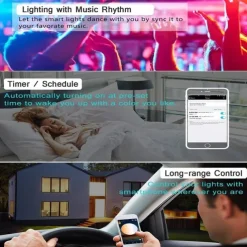 5m 16.4ft Smart LED RGB Strip Light 150 LEDs 5050 SMD TV Backlight Home Décor Work with Alexa Google 10mm 24Keys Remote Controller DC Cables WiFi App Control USB Self-adhesive 5V USB Powered