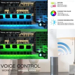 5m 16.4ft Smart LED RGB Strip Light 150 LEDs 5050 SMD TV Backlight Home Décor Work with Alexa Google 10mm 24Keys Remote Controller DC Cables WiFi App Control USB Self-adhesive 5V USB Powered