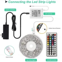 10M 33ft Smart SMD 5050 RGB LED Strip Light WIFI App Controlled Music Sync Work with Alexa Google Home Kitchen TV Party 180 LEDs with 24-Key Controller DC12V