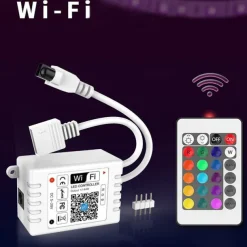 10M 33ft Smart SMD 5050 RGB LED Strip Light WIFI App Controlled Music Sync Work with Alexa Google Home Kitchen TV Party 180 LEDs with 24-Key Controller DC12V