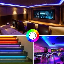 10M 33ft Smart SMD 5050 RGB LED Strip Light WIFI App Controlled Music Sync Work with Alexa Google Home Kitchen TV Party 180 LEDs with 24-Key Controller DC12V