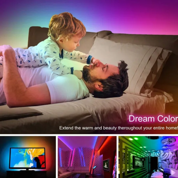 10M 33ft Smart SMD 5050 RGB LED Strip Light WIFI App Controlled Music Sync Work with Alexa Google Home Kitchen TV Party 180 LEDs with 24-Key Controller DC12V