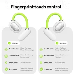 M80 Hands Free Telephone Driving Headset Ear Clip Bluetooth 5.3 Ergonomic Design Surround sound HIFI for Fitness Gym Workout Mobile Phone