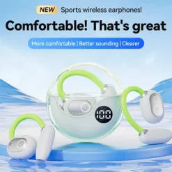 M80 Hands Free Telephone Driving Headset Ear Clip Bluetooth 5.3 Ergonomic Design Surround sound HIFI for Fitness Gym Workout Mobile Phone