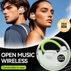 M80 Hands Free Telephone Driving Headset Ear Clip Bluetooth 5.3 Ergonomic Design Surround sound HIFI for Fitness Gym Workout Mobile Phone