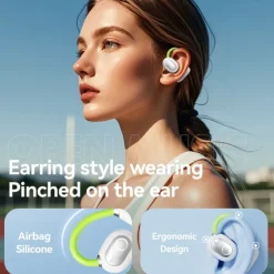 M80 Hands Free Telephone Driving Headset Ear Clip Bluetooth 5.3 Ergonomic Design Surround sound HIFI for Fitness Gym Workout Mobile Phone