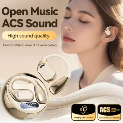 M76 Hands Free Telephone Driving Headset Ear Hook Bluetooth 5.3 Ergonomic Design Stereo Surround sound for Fitness Gym Workout Mobile Phone