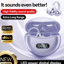 M79 Hands Free Telephone Driving Headset Ear Clip Bluetooth 5.3 Stereo Surround sound HIFI for Yoga Fitness Gym Workout Mobile Phone