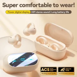 M59 Hands Free Telephone Driving Headset Ear Clip Bluetooth 5.3 Sports Ergonomic Design Stereo for Apple Samsung Huawei Xiaomi MI Yoga Fitness Gym Workout Mobile Phone