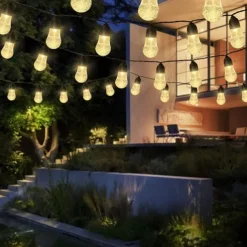 5M 20LED Acrylic Bulb Waterproof Lamp String 8-Mode Control Courtyard Christmas Decoration Lamp Festive Party Atmosphere Lamp EU US Plug