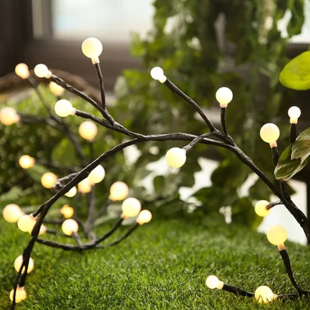 2.5M 72LED Flexible DIY Willow Vine Lights Artificial Plant Decor for Christmas, Bedroom, Walls, and Holiday Weddings