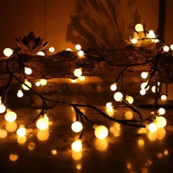 2.5M 72LED Flexible DIY Willow Vine Lights Artificial Plant Decor for Christmas, Bedroom, Walls, and Holiday Weddings