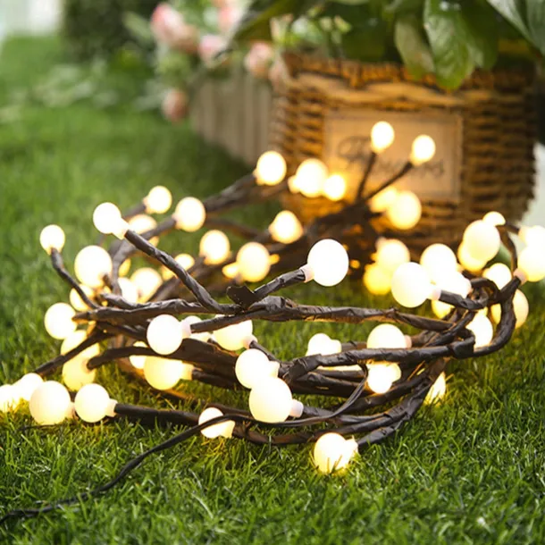 2.5M 72LED Flexible DIY Willow Vine Lights Artificial Plant Decor for Christmas, Bedroom, Walls, and Holiday Weddings