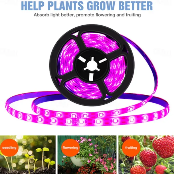 5m LED Grow Light Full Spectrum DC 5V USB Plant Light Grow LED Strip Phyto Lamp for Vegetable Flower Seedling Grow Tent Box IP65