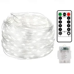 10M 100LED LED Fairy Lights LED String Lights Waterproof Remote Control 8 Function Copper Wire Outdoor AA Battery-Powered Christmas Wedding Birthday Family Party Room Decoration Without Batte