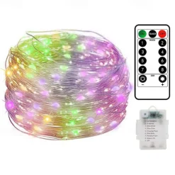 10M 100LED LED Fairy Lights LED String Lights Waterproof Remote Control 8 Function Copper Wire Outdoor AA Battery-Powered Christmas Wedding Birthday Family Party Room Decoration Without Batte