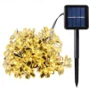7M LED Solar Outdoor String Lights, 50 Cherry Blossom LEDs in Warm White, RGB, White & Blue, Waterproof Wedding Garden Christmas Decoration with Mounting Bracket