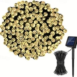 30m 300LED Solar String Lights Outdoor Waterproof 10m 100 LED Solar Christmas/Halloween Lights 8 Modes Twinkle Mini Lights For Gardens Wedding Party Tree Xmas Outdoors Decoration