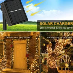 30m 300LED Solar String Lights Outdoor Waterproof 10m 100 LED Solar Christmas/Halloween Lights 8 Modes Twinkle Mini Lights For Gardens Wedding Party Tree Xmas Outdoors Decoration