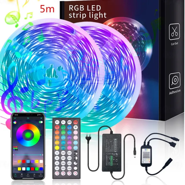5m LED Strip Lights Bluetooth APP RGB SMD 2835 IP20 Luces Flexible Lamp Tape Ribbon Diode DC12V Home Party Decoration